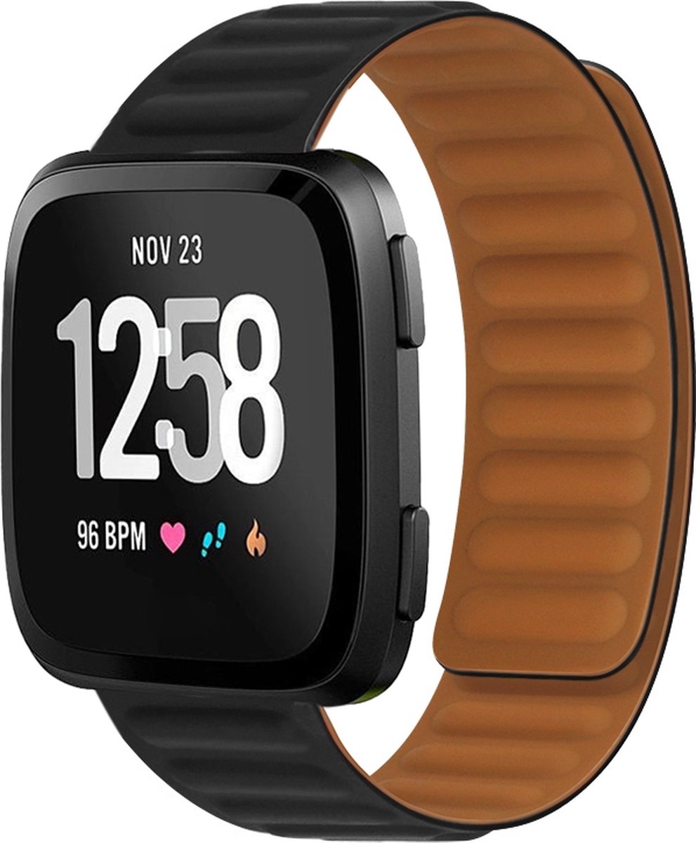 By Qubix - Compatible Fitbit bandje - geschikt voor Fitbit Versa 3/4 & Sense 1/2 - Siliconen Loop bandje - Zwart Smartwatchbandje bandje Armband Polsband Strap Band Watchband
