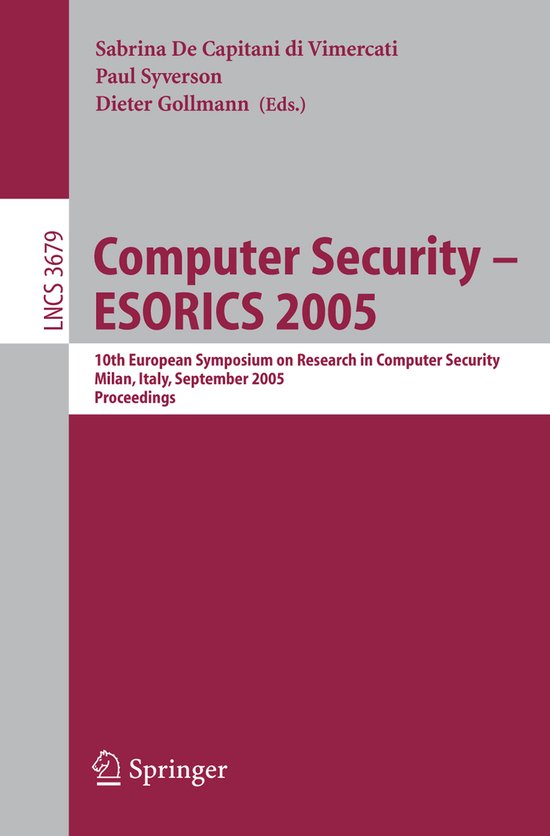 Computer Security - ESORICS 2005 - cover