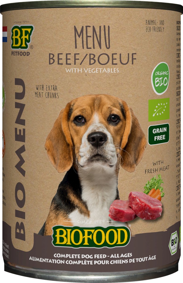 Bf Organic Menu 400 g - Hondenvoer - Rund Blik