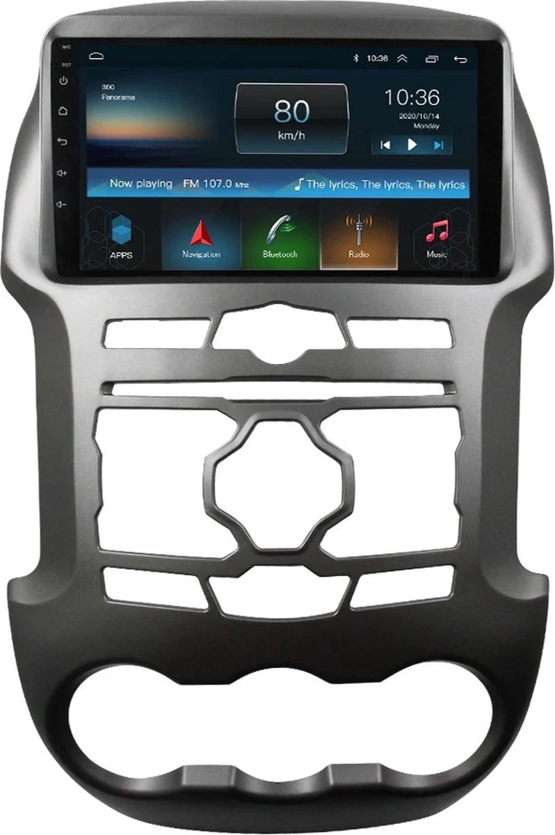 Navigatiesysteem auto met scherm - autoradio geschikt voor CarPlay en Android auto - bluetooth radio - geschikt voor Ford Ranger 2012-2015