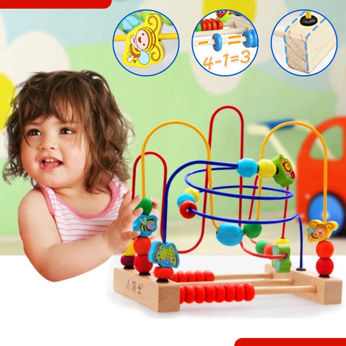 Buxibo Houten Telraam - Diverse Kleuren - Telraam Rekenen - 21,5 x 15 cm - Kinder Speelgoed Rekenrek - Educatief Spelen — afbeelding 7