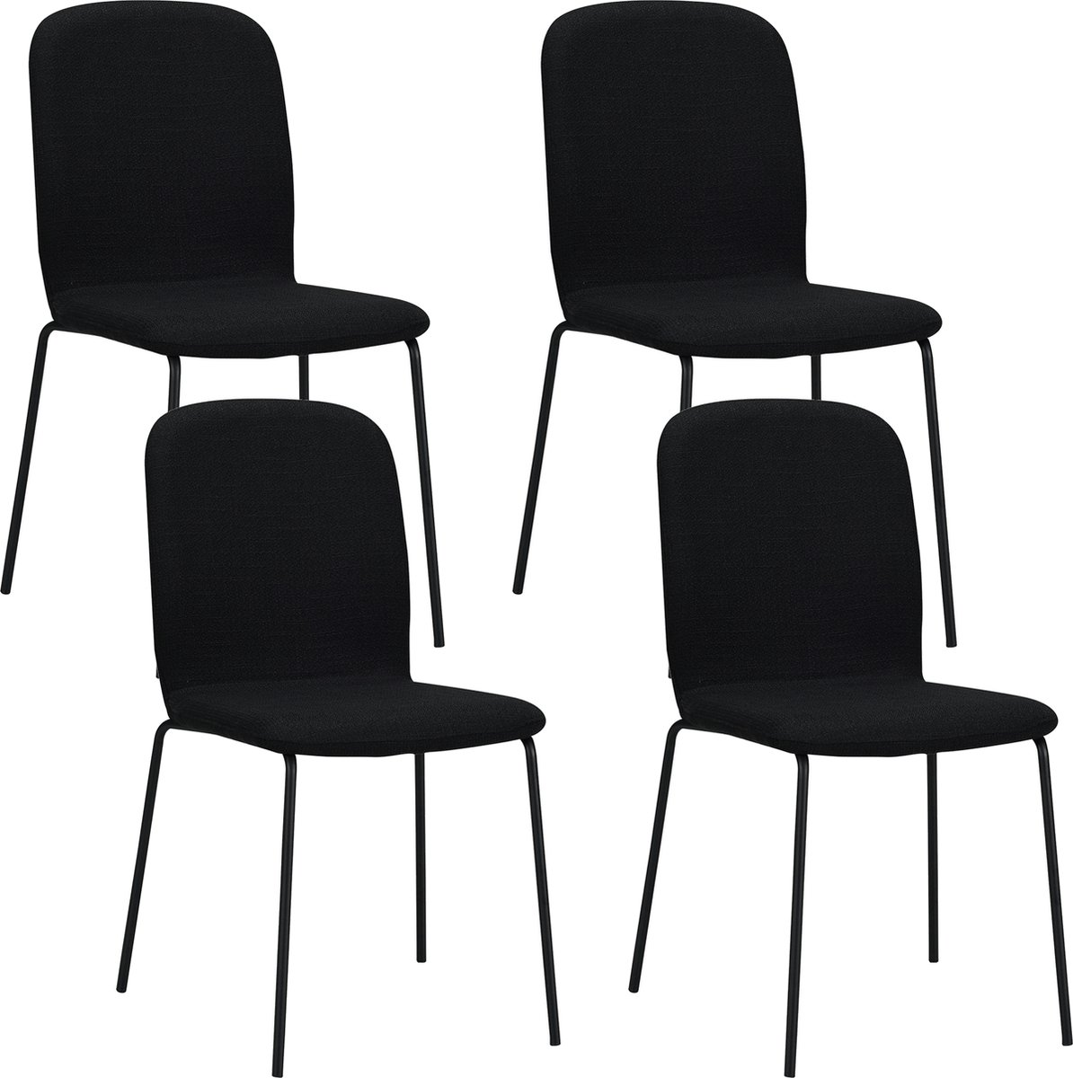 Albatros Stapelstoel ENNA Set van 4, Zwart - Stapelbare Vergaderstoel - Bezoekersstoel, Comfortabele Stoelen voor Wachtkamer