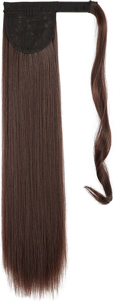 WiseGoods Luxe Hairextension Paardenstaart Dames - Haarstuk - Haarstukje - Pruik - Pruiken - Haar - Haarclip - Ponytail Bruin 56cm