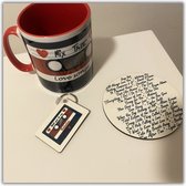 NB! Creative Boutique: Geskenk/valentine/love songs/Mix Tape/valentijn- Mug, Key-Ring & Coaster Set