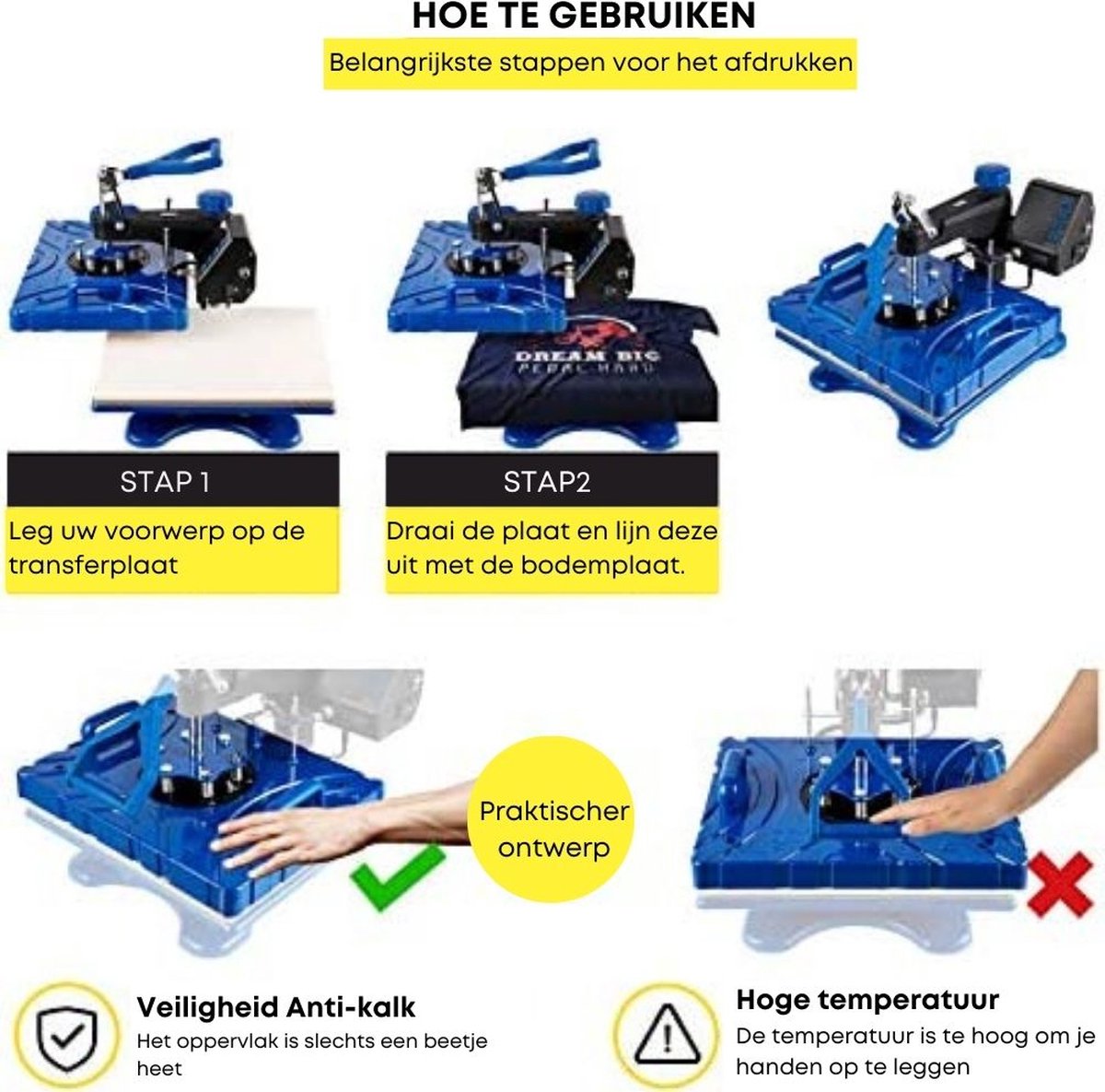 VEVOR Warmteoverdrachtsmachine, Multifunctionele Warmtepers Anti Verbrandingsoppervlak