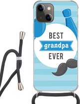 Hoesje met koord Geschikt voor iPhone 13 - Spreuken - Best grandpa ever - Quotes - Opa - Siliconen - Crossbody - Backcover met Koord - Telefoonhoesje met koord - Hoesje met touw