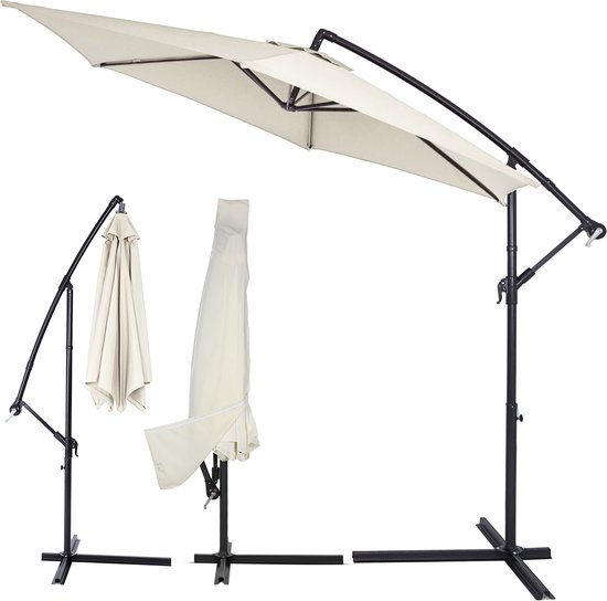 KINGSLEEVE® Parasol Sochi UV Bescherming 50 Met Standaard 330 Cm Zwengel Accessoire Hoes Aluminium Zweefparasol Draaibaar Kantelbaar Tuin Terras Groot Blauw 2030225056