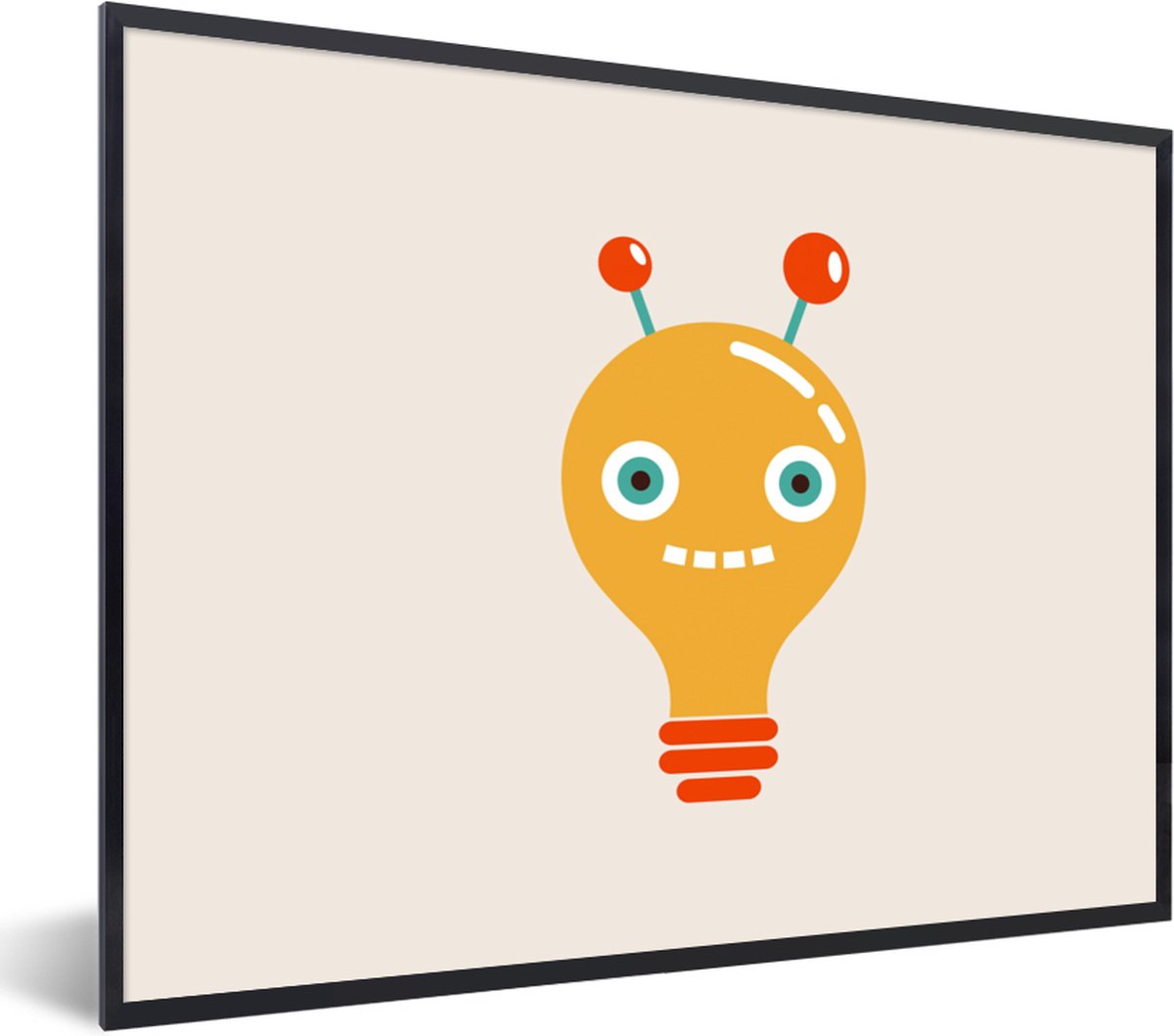 Poster in lijst - Fotolijst 40x30 cm - Posters - Robot - Gloeilamp - Gezicht - Antenne - K