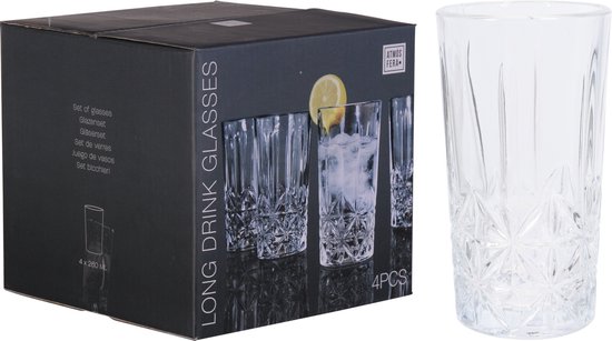 verdacht Belastingen Mooie jurk JAP Kristallen Longdrinkglazen set van 4 - 260ml - Drinkglas transparant |  bol.com