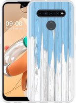 LG K41S Hoesje Dripping blue paint - Designed by Cazy