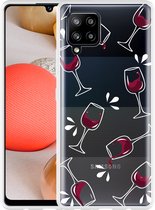 Hoesje Geschikt voor Samsung Galaxy A42 Wine not?