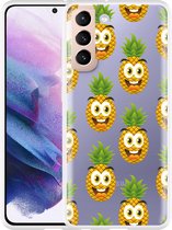 Hoesje Geschikt voor Samsung Galaxy S21 Happy Ananas