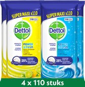 Dettol - 440 Schoonmaakdoekjes - Citrus 2x110 stuks - Oceaan 2x110 stuks - Perfecte Hygiëne Reinigingsdoekjes - Voordeelverpakking