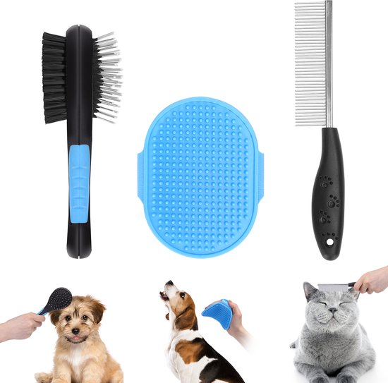 Ensemble de brosse pour chien 3 en 1 - Peigne pour chien - Ensemble de  brosse - Velcro