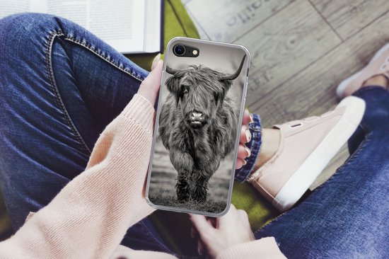 Coque iPhone 7 - Scottish Highlander - Zwart - Wit - Étui de téléphone en Siliconen