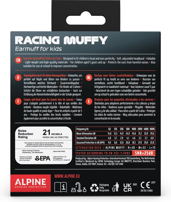 Alpine Muffy Kids - Formula 1® - Casque antibruit premium pour les enfants  jusqu'à 16