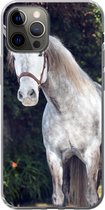 Geschikt voor iPhone 12 Pro hoesje - Paard - Halster - Natuur - Siliconen Telefoonhoesje