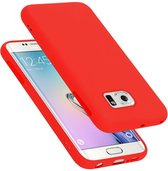 Cadorabo Hoesje geschikt voor Samsung Galaxy S6 EDGE in LIQUID ROOD - Beschermhoes gemaakt van flexibel TPU silicone Case Cover