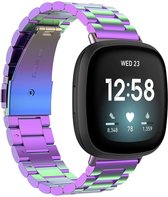 By Qubix geschikt voor Fitbit Versa 3 - Fitbit Versa 4 - Fitbit Sense 1 - Fitbit Sense 2 metalen schakelbandje - Multicolor Smartwatchbandje bandje Armband Polsband Strap Band Watchband