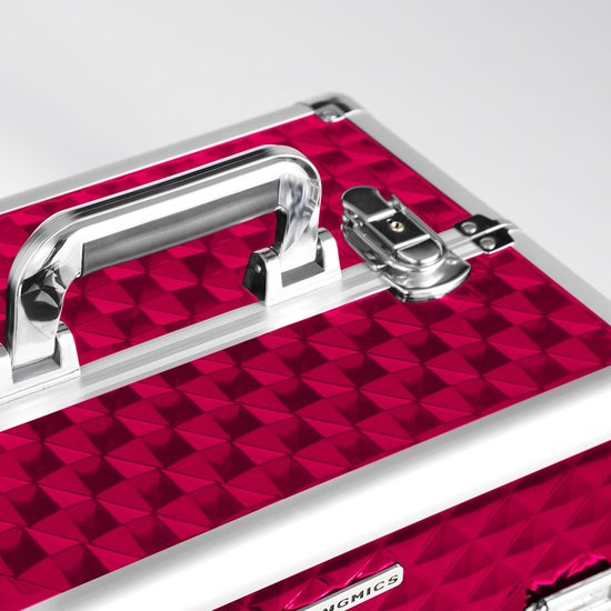 Cosmeticakoffer - Trolley - Make-upkoffer - Schmink-koffer - Met handgreep - Met 4 wielen - Roze