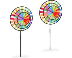 windmolen tuinsteker - set van 2 - 72 cm - voor kinderen - windspinner