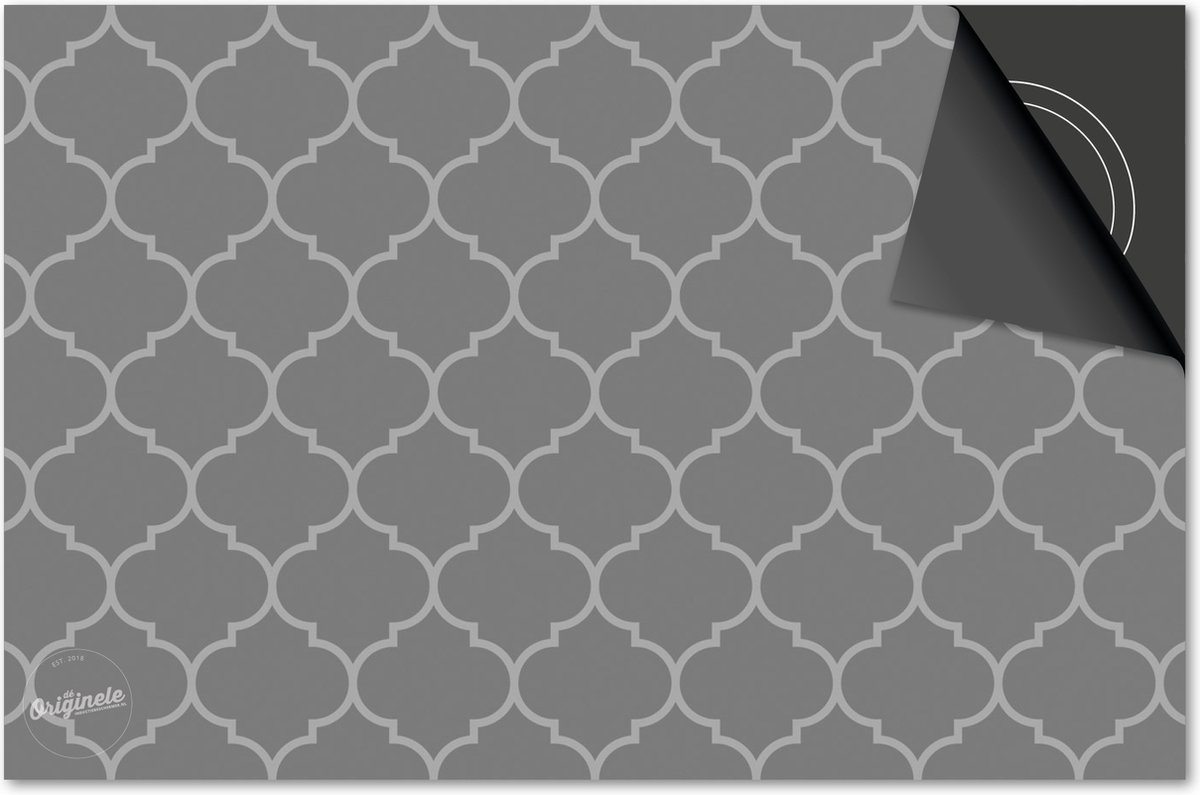 Inductie beschermer 77x51 - afdekplaat inductie mat - Dietrix Kookplaat beschermer - DELUXE - Hexagon - Marokkaanse print grijs