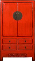 Fine Asianliving Antieke Chinese Bruidskast Rood High Gloss B104xD49xH193cm Chinese Meubels Oosterse Kast