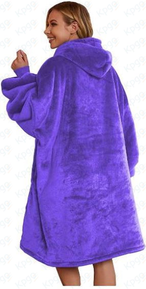 Cuddle Hoodie - Plaid met mouwen - Fleece plaid - Moederdag - Moederdag geschenk - moederdag cadeautje - Chille game trui - Gamers - Chille trui - Hoodie deken - Hoodie - Paars -Huggle hoodie - lekker zacht en dikke stof - paars — cadeau in Wonen & Interieur - foto 2