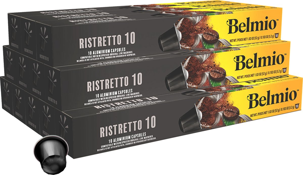 Belmio Koffiecups - Ristretto Koffie - Intensiteit 10 - Compatibel met Nespresso® - 120 Stuks (12 x 10)