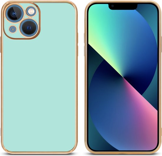 Coque Cadorabo pour Apple iPhone 14 PLUS en Vert Menthe Brillant - Or - Coque de protection en silicone TPU souple et avec protection pour appareil photo