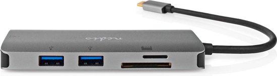 Nedis USB Multi-Port Adapter - 7-in-1 - USB 3.2 Gen 1 - USB-C Male - HDMI Output / Micro SD / RJ45 Female / SD / USB-C Female / 3x USB-A Female - 5 Gbps - 0.20 m - Rond - Verguld - PVC