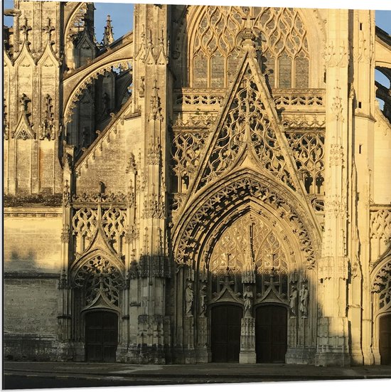 Dibond - Kathedraal - Frankrijk - 80x80 cm Foto op Aluminium (Met Ophangsysteem)