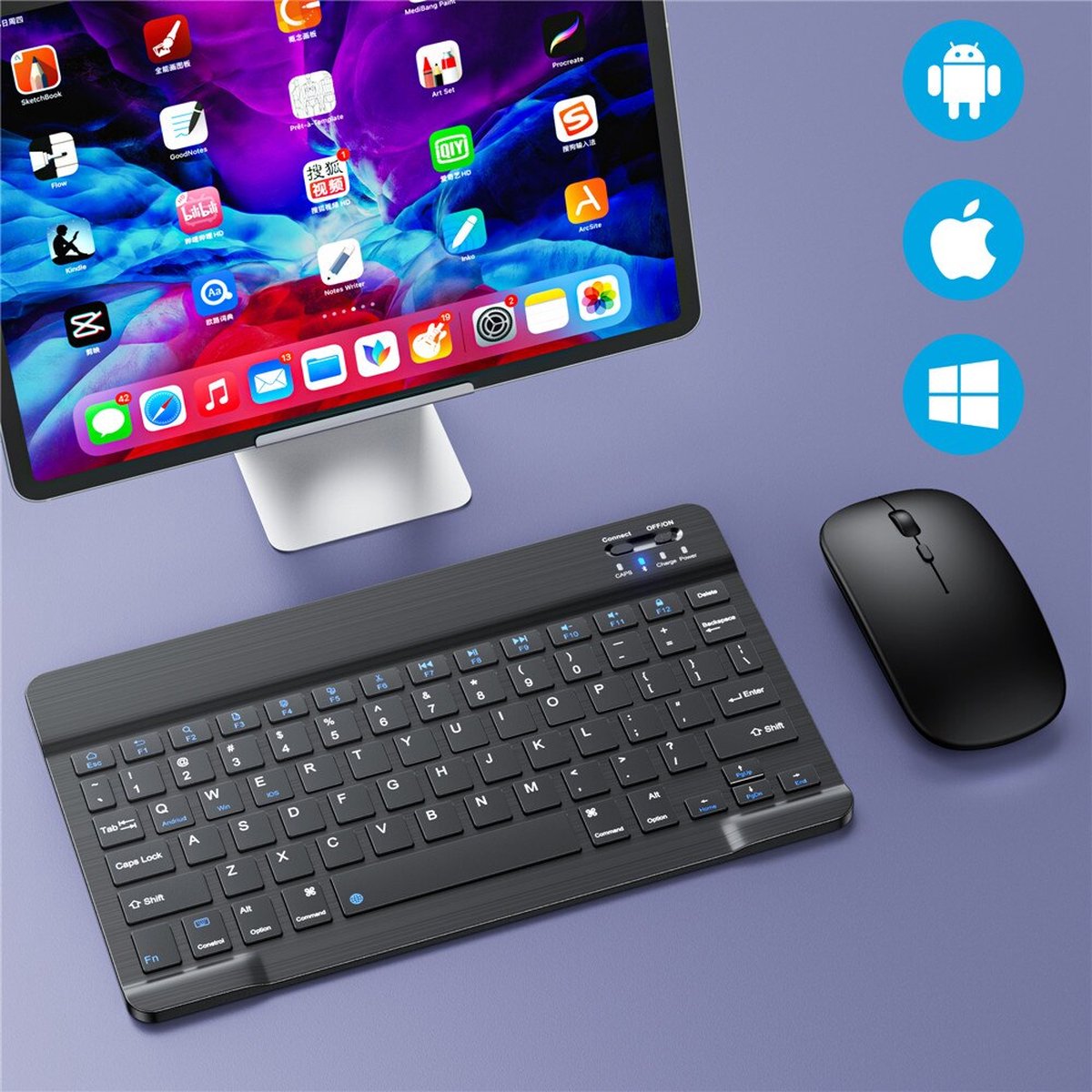 Bluetooth Toetsenbord - Toetsenbord Draadloos - Toetsenbord Qwerty - Toetsenborden - Toetsenbord Ipad - 10 Inch - Zwart