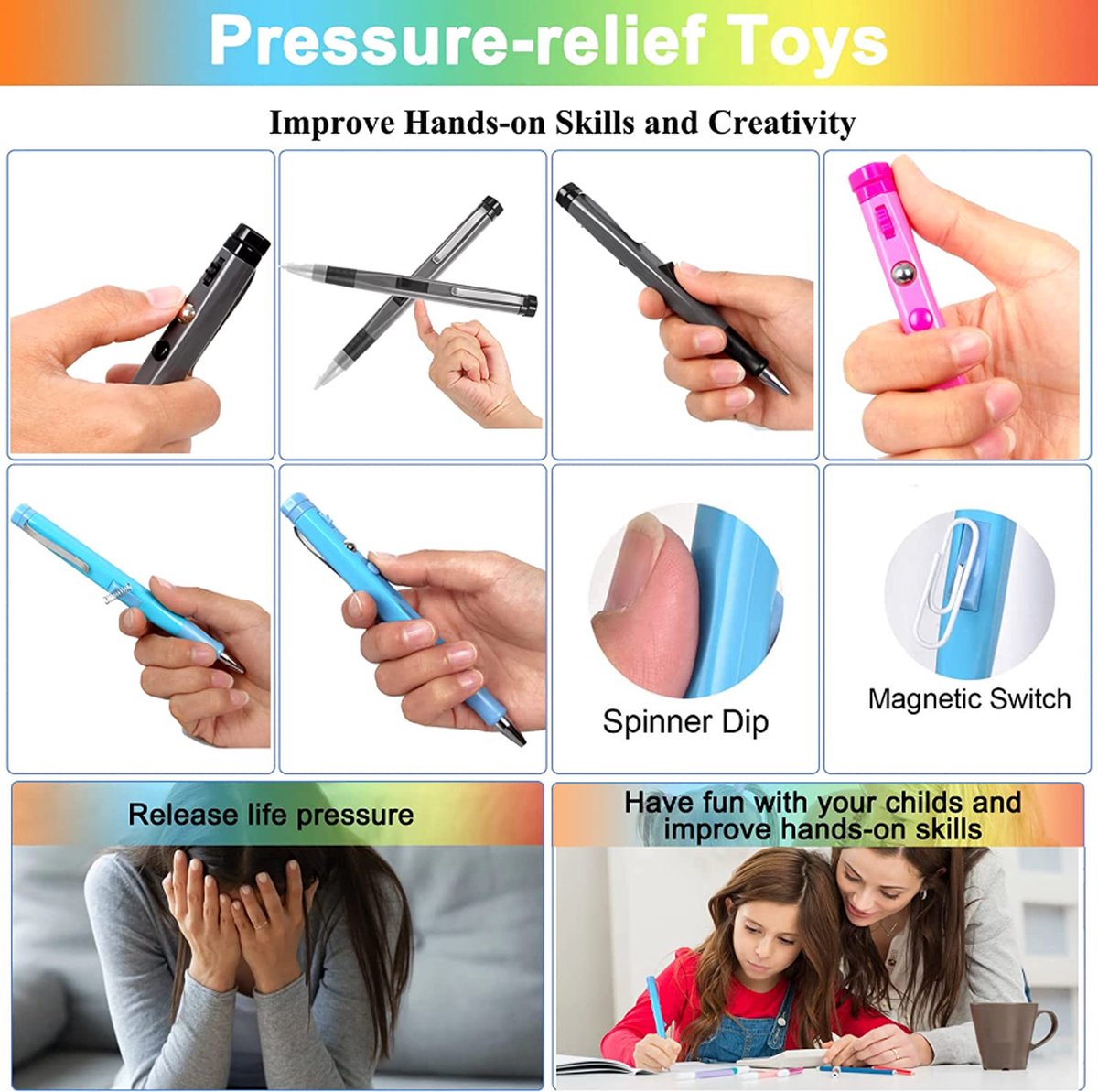 Stylo à bille magnétique anti-stress FidgetPen | bol