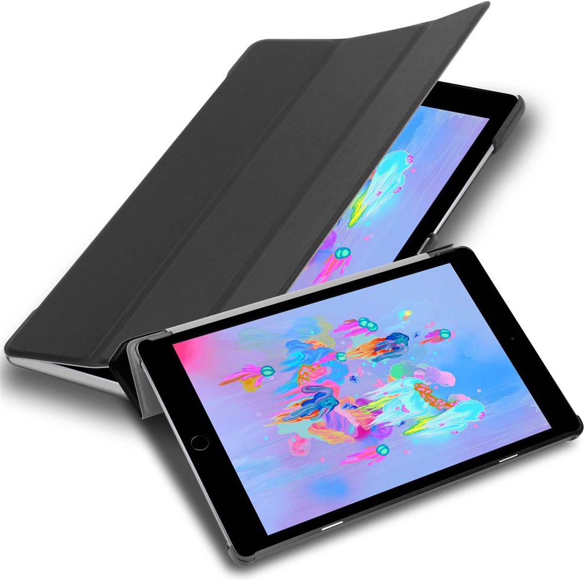 Cadorabo Tablet Hoesje geschikt voor Apple iPad PRO (9.7 Zoll) in SATIJN ZWART - Ultra dun beschermend geval met automatische Wake Up en Stand functie Book Case Cover Etui