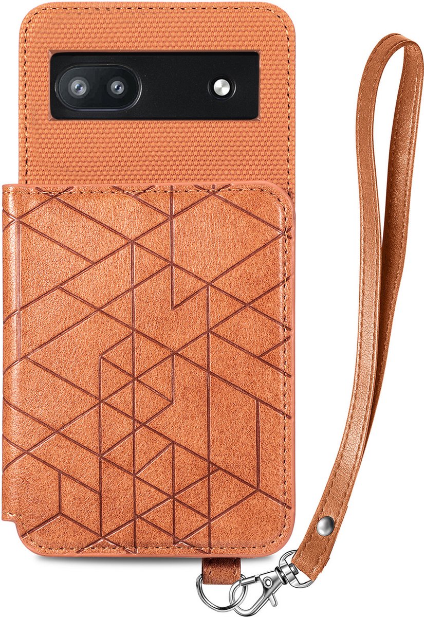 Wallet Back Cover met Polskoord + Glazen Screenprotector for Google Pixel 6 _ Bruin