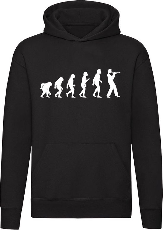 Évolution du trompettiste | trompette | la musique | musicien | carnaval | instrument | instrument à vent | instrument de musique | Unisexe | Pull | Sweat | Hoodie | Capuche | Noir