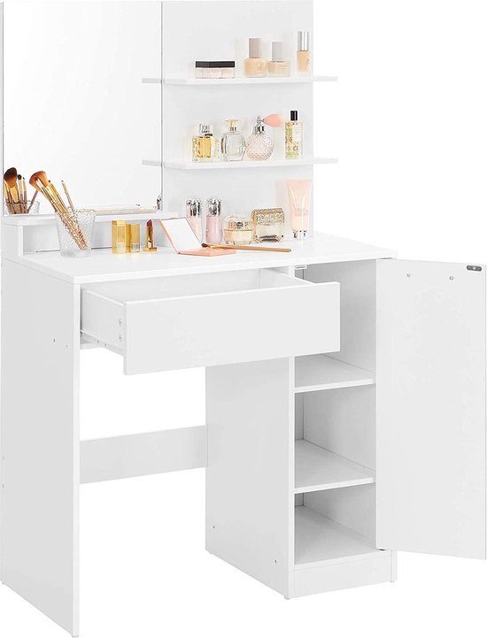 Coiffeuse Table de maquillage CAMILLE, au look moderne, 4 étagères