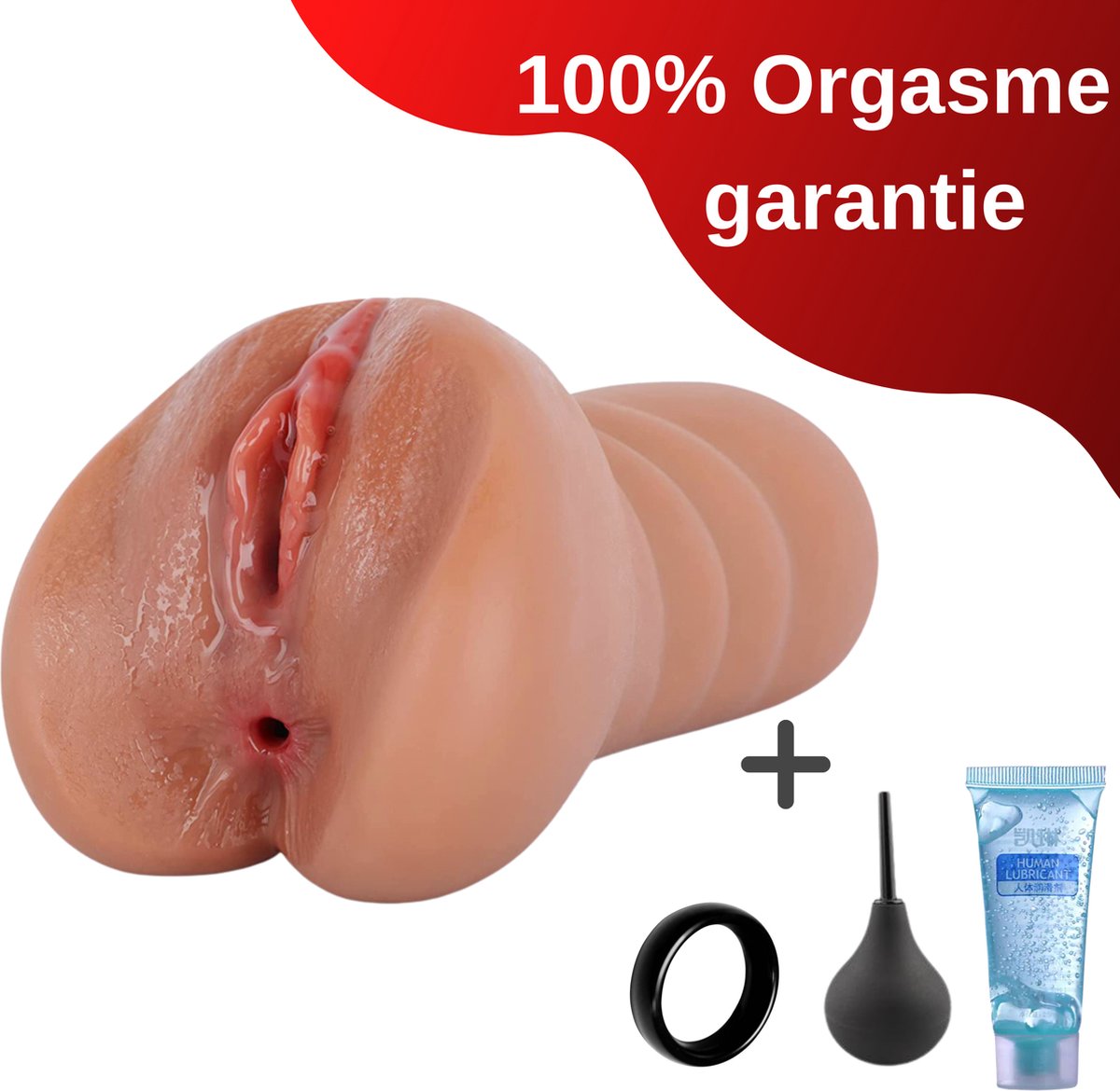 Pocket Pussy - Masturbator Voor Man - Vagina & Anus - Levensechte ervaring - Sex toys Voor Mannen - Incl Glijmiddel & Cockring - LUXXOZ
