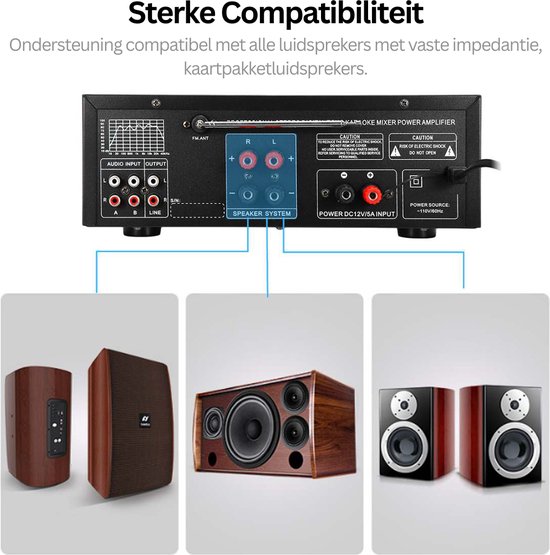 CLAITE Audioversterker van Topkwaliteit - Stereo Versterker Met Afstandsbediening - Amplifier Met Led Display - CLAITE