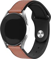 Strap-it Leren hybrid bandje - geschikt voor Xiaomi Mi Watch / Xiaomi Watch S1 / Watch S1 Pro / Watch 2 Pro - Active - lichtbruin