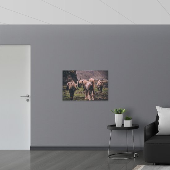 WallClassics - Drapeau - Troupeau de Paarden frisons - 90 x 60 cm Photo sur drapeau en polyester