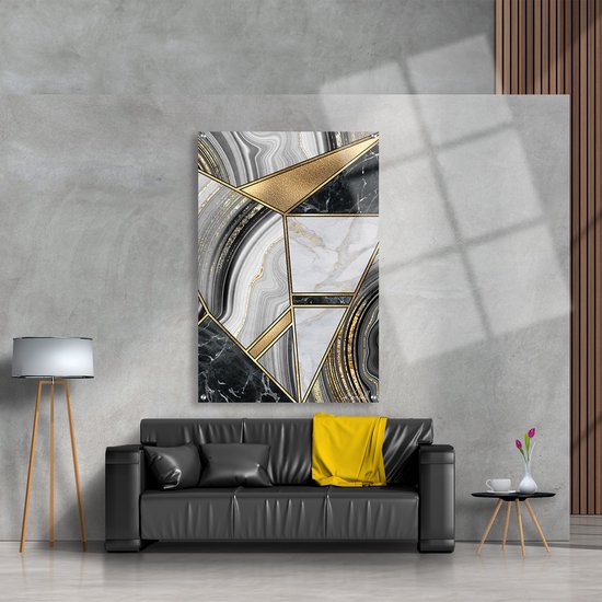 Luxe Plexiglas Schilderij Golden Triangle | 90x60 | Woonkamer | Slaapkamer | Kantoor | Muziek | Design | Art | Modern | ** 5MM DIK**