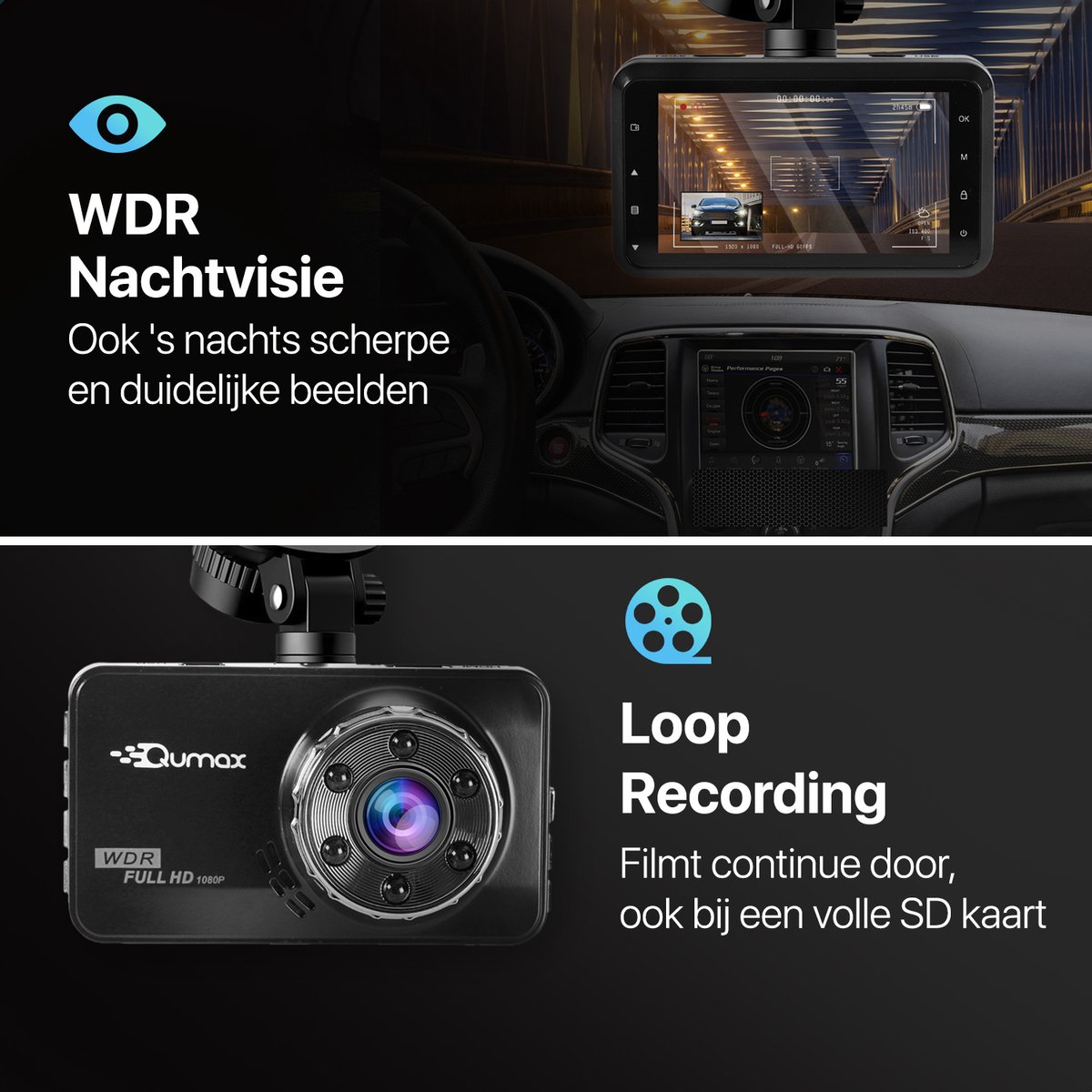 B-Ware Qumax Dashcam für Auto - Full HD - Parkmodus mit