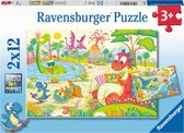 Ravensburger puzzel Lievelingsdino's - 2x12 stukjes - Kinderpuzzel