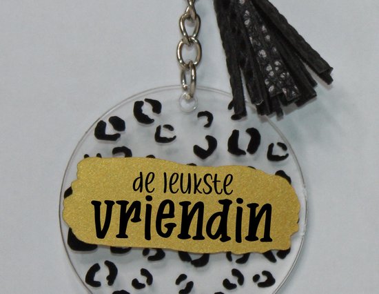 Tekstbord vriendin met sleutelhanger - Vriendin cadeau - kado vriendin