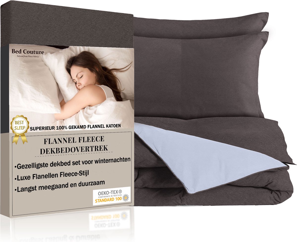 Pack Housse de couette chaude en flanelle 140 x 200 cm + drap