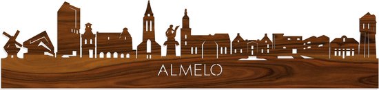 Skyline Almelo Palissander hout - 120 cm - Woondecoratie - Wanddecoratie - Meer steden beschikbaar - Woonkamer idee - City Art - Steden kunst - Cadeau voor hem - Cadeau voor haar - Jubileum - Trouwerij - WoodWideCities