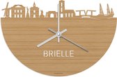 Skyline Klok Brielle Bamboe hout - Ø 40 cm - Stil uurwerk - Wanddecoratie - Meer steden beschikbaar - Woonkamer idee - Woondecoratie - City Art - Steden kunst - Cadeau voor hem - Cadeau voor haar - Jubileum - Trouwerij - Housewarming - WoodWideCities