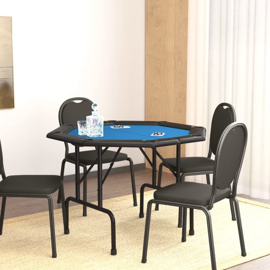 Afbeelding van het spel vidaXL Pokertafelblad voor 8 spelers inklapbaar 108x108x75 cm blauw